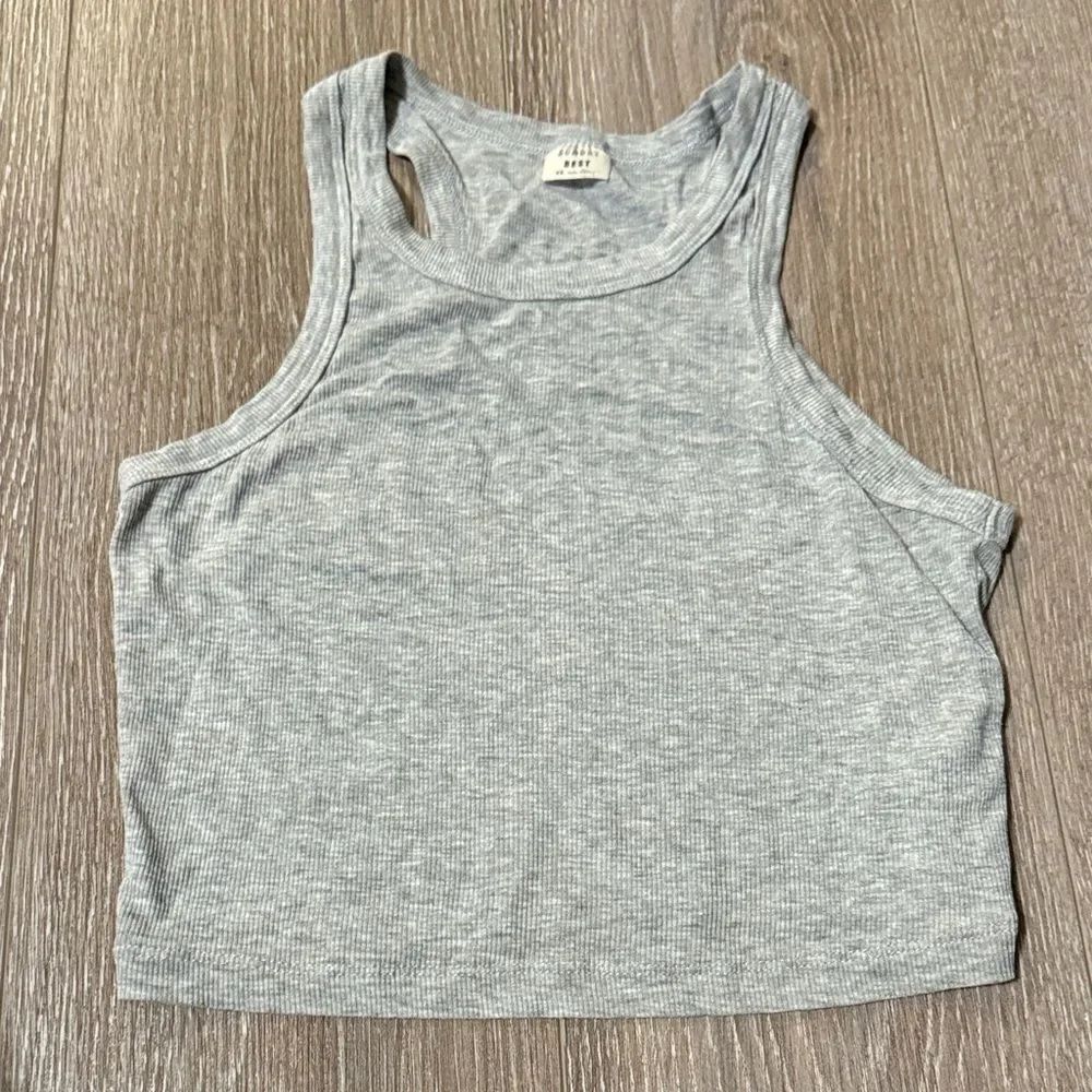 Sunday Best Heather Gray Ribbed Crop Top